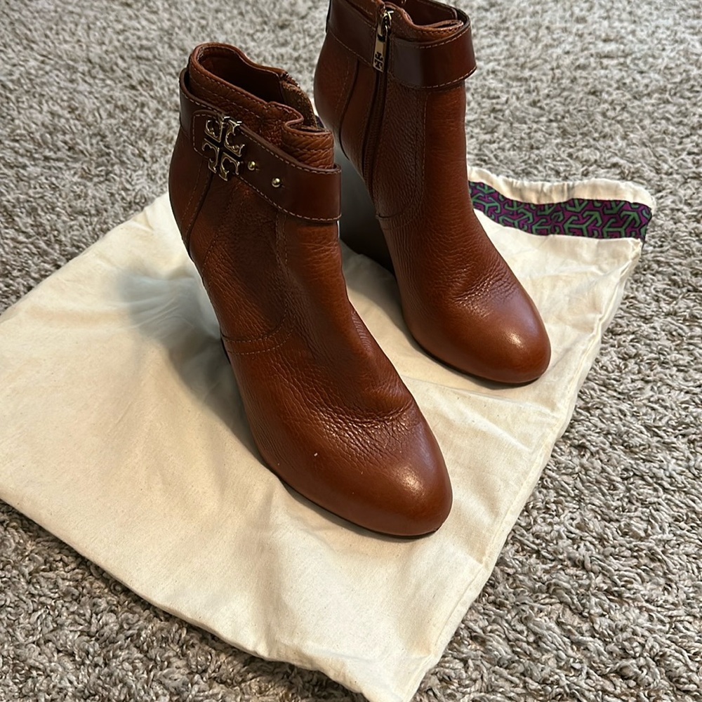Tory Burch leather zip up wedges